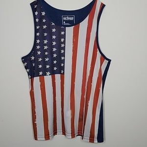USA Flag Men Tank Top Sleeveless Shirt M